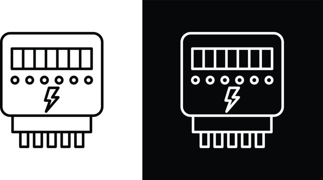 electric meter icon pack in black and white colors