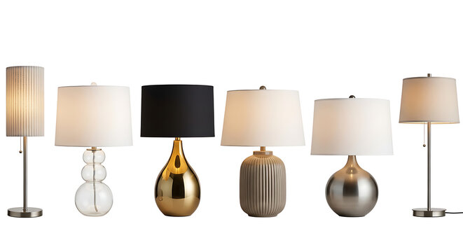 Collection of Diverse Table Lamps, Modern and Classic Styles, Home Decor Illumination
