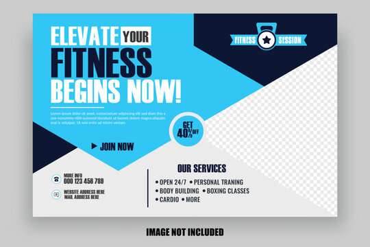 professional flat social media  for fitness club, gym, personal trainer, fitness events, marketing, multipurpose campaigns.