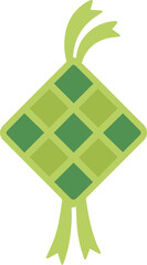 Traditional Indonesian Ketupat Rice Dumpling Woven Palm Leaf Icon for Eid Ramadan Celebration Illustration