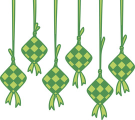 Traditional Indonesian Ketupat Rice Dumpling Woven Palm Leaf Icon for Eid Ramadan Celebration Illustration