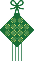 Traditional Indonesian Ketupat Rice Dumpling Woven Palm Leaf Icon for Eid Ramadan Celebration Illustration