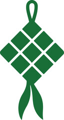 Traditional Indonesian Ketupat Rice Dumpling Woven Palm Leaf Icon for Eid Ramadan Celebration Illustration