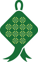 Traditional Indonesian Ketupat Rice Dumpling Woven Palm Leaf Icon for Eid Ramadan Celebration Illustration