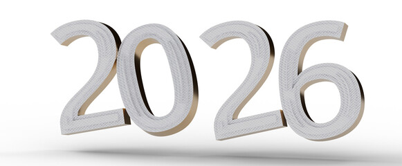 3D rendered illustration of the year 2026. A modern and clean design for new year greetings and festive season themes. © vegefox.com