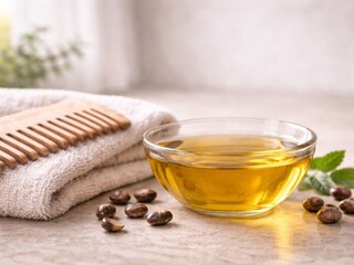 Castor Oil Natural Hair Treatment Concept

