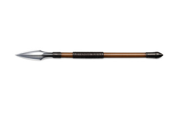 Fototapeta premium Ancient hunting weapon with sharp metal tip and leather-wrapped grip on a wooden shaft