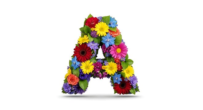 Vibrant Floral Letter A With Mixed Colorful Flowers