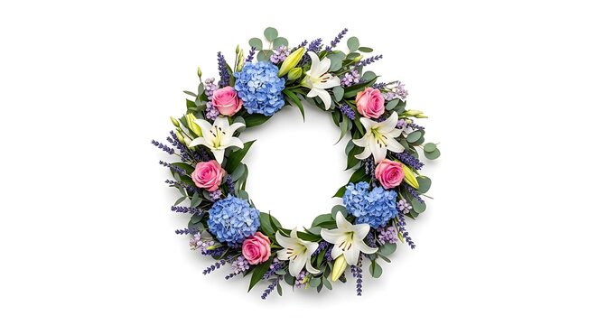 Vibrant Flower Wreath with Lilies and Hydrangeas floral wreath