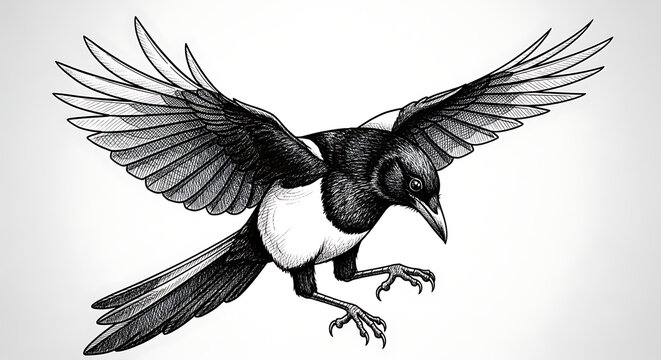 Magpie In Flight Design Magpie In Flight Images – Browse 39,569 Stock Photos, Vectors, and ...
