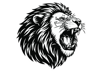 Obraz premium Roaring Lion Head Vector Illustration Isolated on White Background