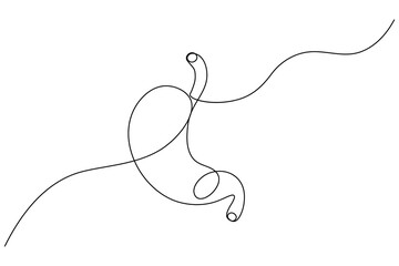 Obraz premium Continuous line drawing of a stomach icon isolated on white background 