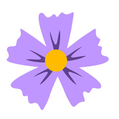 Beautiful purple flower illustration with yellow center