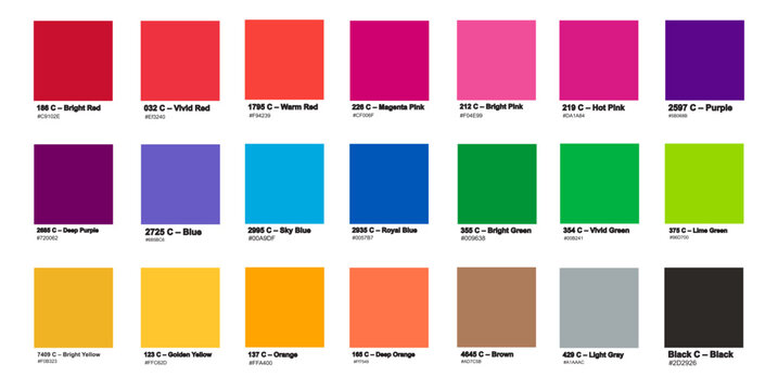 21 Pantone Colors Palette &ndash; Modern Color Swatches with HEX Values, Graphic Design & UI Color Set, Pro Vector