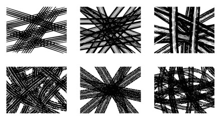 Abstract Black Lines Pattern on White Background, Chaotic Geometric Design