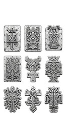 Ancient Stone Glyphs and Symbols Collection, Mysterious Engraved Patterns