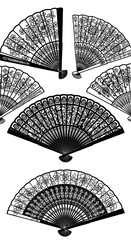 Collection of Vintage Floral Hand Fans