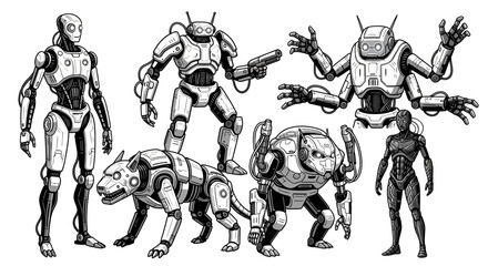 Diverse Robot Collection: Humanoid, Animal, and Warrior Designs