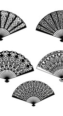 Elegant Black Lace Fans Collection - Vintage Decorative Handheld Accessories