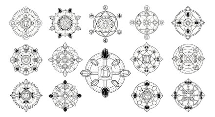 Esoteric Symbols Collection: Mystical Geometric Ornaments, Sacred Geometry Designs