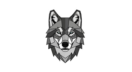 Fototapeta premium Black and White Wolf Head Illustration.