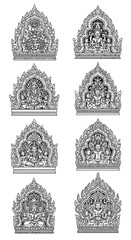 Ornate Temple Archway Carvings with Deities and Figures, Ancient Indian Art