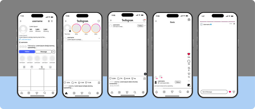 Instagram post feed frame mockup with smartphone Iphone 17 pro max mock up template design, social media instagram carousel post template, mobile app scroll frame pages.	