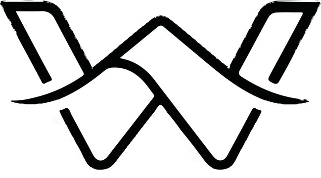 Abstract black-and-white knotwork forming a stylized letter W shape