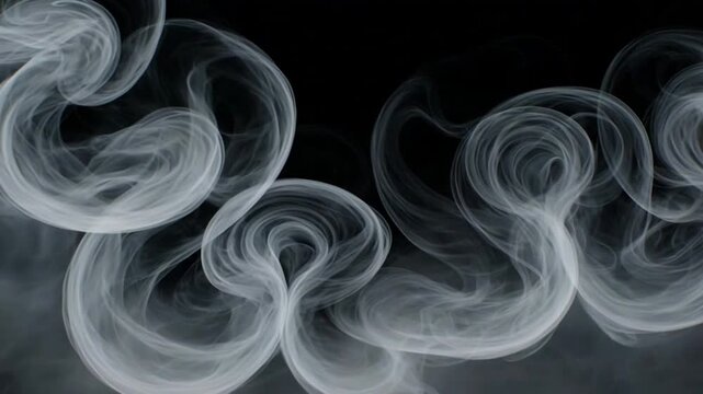 Smoke swirling in darkness, creating eerie, flowing patterns on black background, possibly for design use