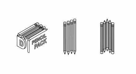 Three different arrangements of pencils in a graphic illustration
