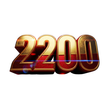 Golden red 2200 number with lens flare