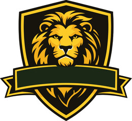 Lion Head Shield Mascot Logo &ndash; Powerful Golden Lion Emblem for Esports Team, Sports Club, Gaming Brand and Premium Identity Design
