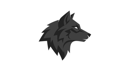 Obraz premium Black Wolf Head Illustration Profile View.