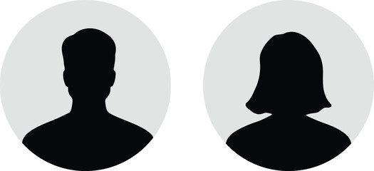 Fototapeta premium Default avatar profile icon. black placeholder. Man and woman silhouette style