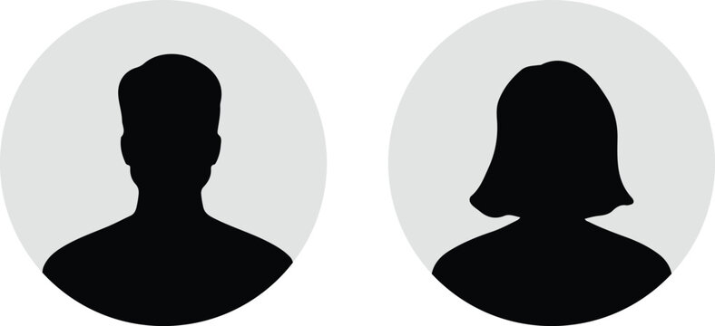 Default avatar profile icon. black placeholder. Man and woman silhouette style