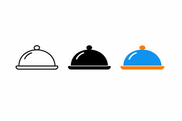 Fototapeta premium Minimalist cloche icon set featuring black white and blue designs