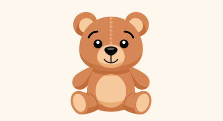 Obraz premium Cute cartoon teddy bear sitting on a white background.