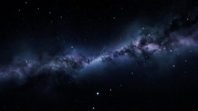A stunning galaxy stretches across the dark night sky with stars and nebulas visible in the background, perfect for astronomy or space-themed uses