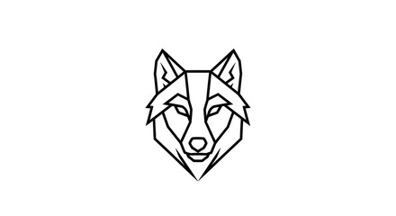 Geometric Wolf Head Line Art Illustration.