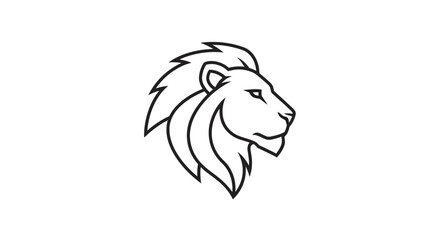 Naklejka premium Lion Head Illustration Simple Line Art.