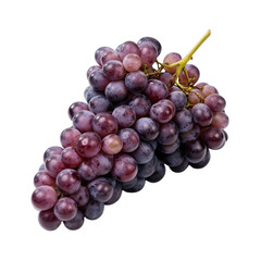 Fototapeta premium A vibrant cluster of red grapes with green stem isolated on transparent background