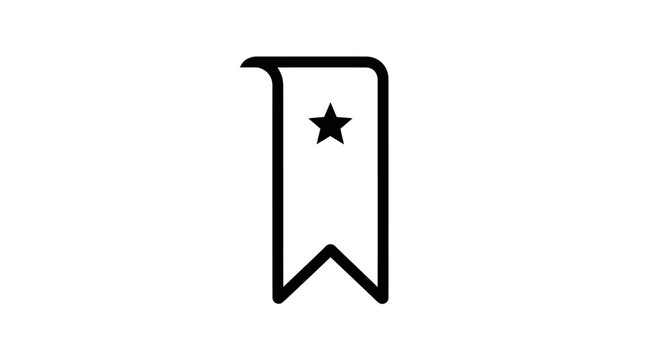 Simple Black Star Icon on Banner.