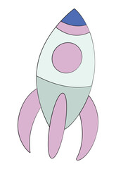 Space rocket isolated on white background