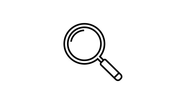 Simple Black Line Magnifying Glass Icon.