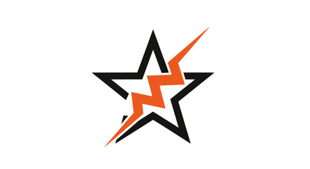 Fototapeta premium Star Icon with Lightning Bolt Inside.