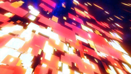 Orange energy squares and rectangles particles magic glowing hi-tech futuristic abstract background © Bolbik