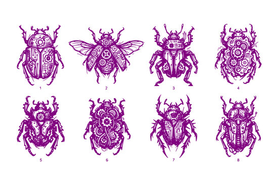 Ancient Tribal Robot God Totem Multiple Snake Arms Stipple Vector Aztec Mythology Sci-Fi Deity Fantasy Themes