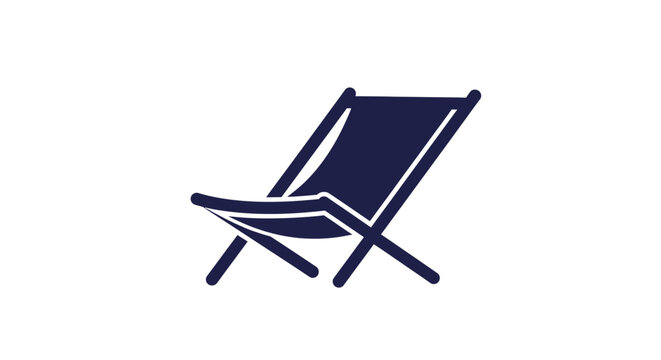 Dark Blue Folding Deck Chair Illustration.