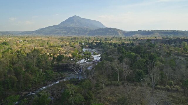 Aerial of Tad Lo Waterfall in Salavan Province, Laos