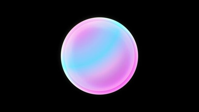 Abstract colorful gradient circle isolated on black background. Futuristic AI assistant bubble logo app screen loop animation, smart personal artificial intelligence chatbot technology concept